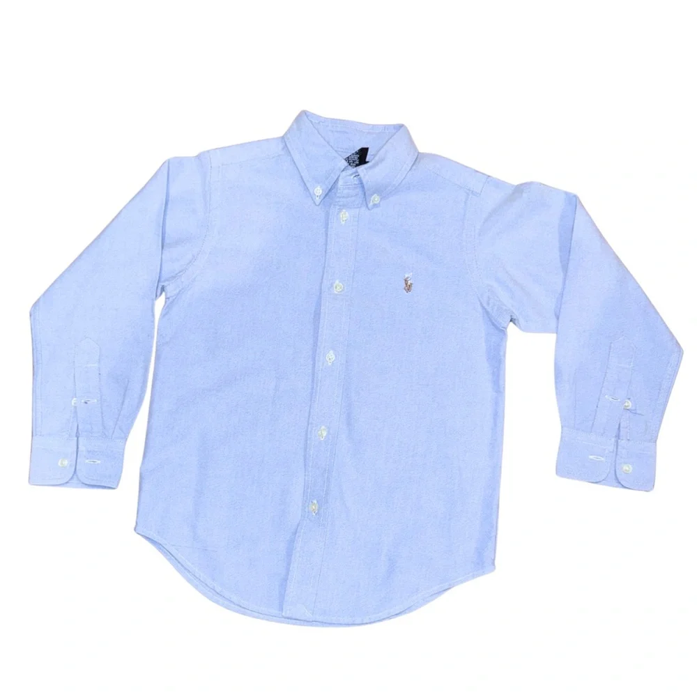 Ralph Lauren Boys Blue Plaid and Blue Solid Shirts - Picture 5 of 6